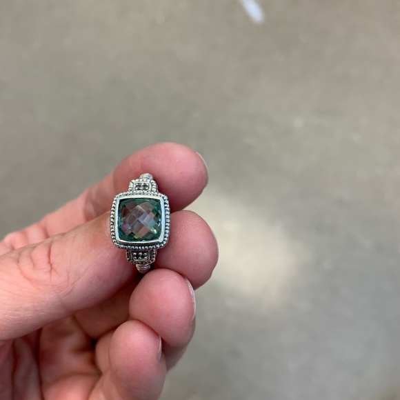 Judith Ripka SS, green amethyst and CZ -size 6.75 ring - Picture 12 of 14